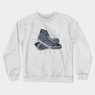 A Journey with a 1000 Miles Begins with Good Shoes, Black Design Crewneck Sweatshirt